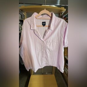 GAP Pink Striped Button-Up 💗 Size XL